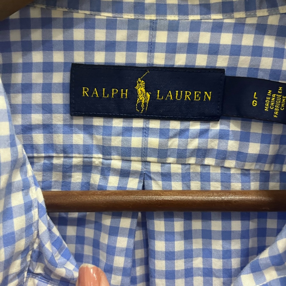 Ralph Lauren Blue and White Plaid Checkered Shirt Size‎ L/G - Picture 6 of 8